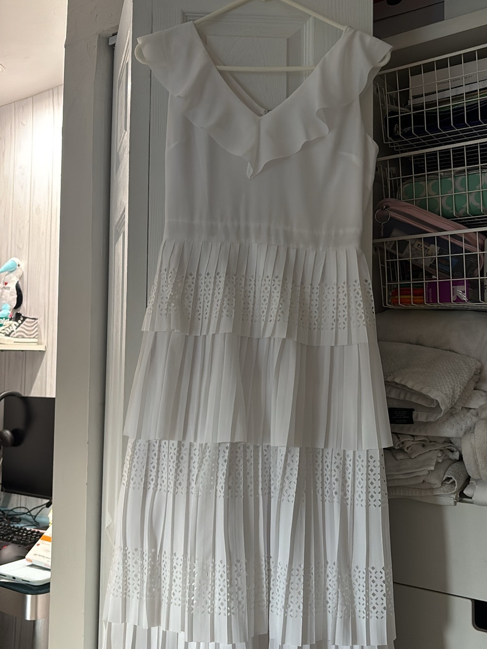 Banana Republic White Ruffled Tiered Maxi Dress